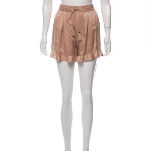 Zimmerman Ruffle-Trimmed Silk Shorts ( peach )